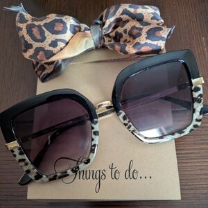 Chico's Oversized Sunglasses With Animal Print Frame